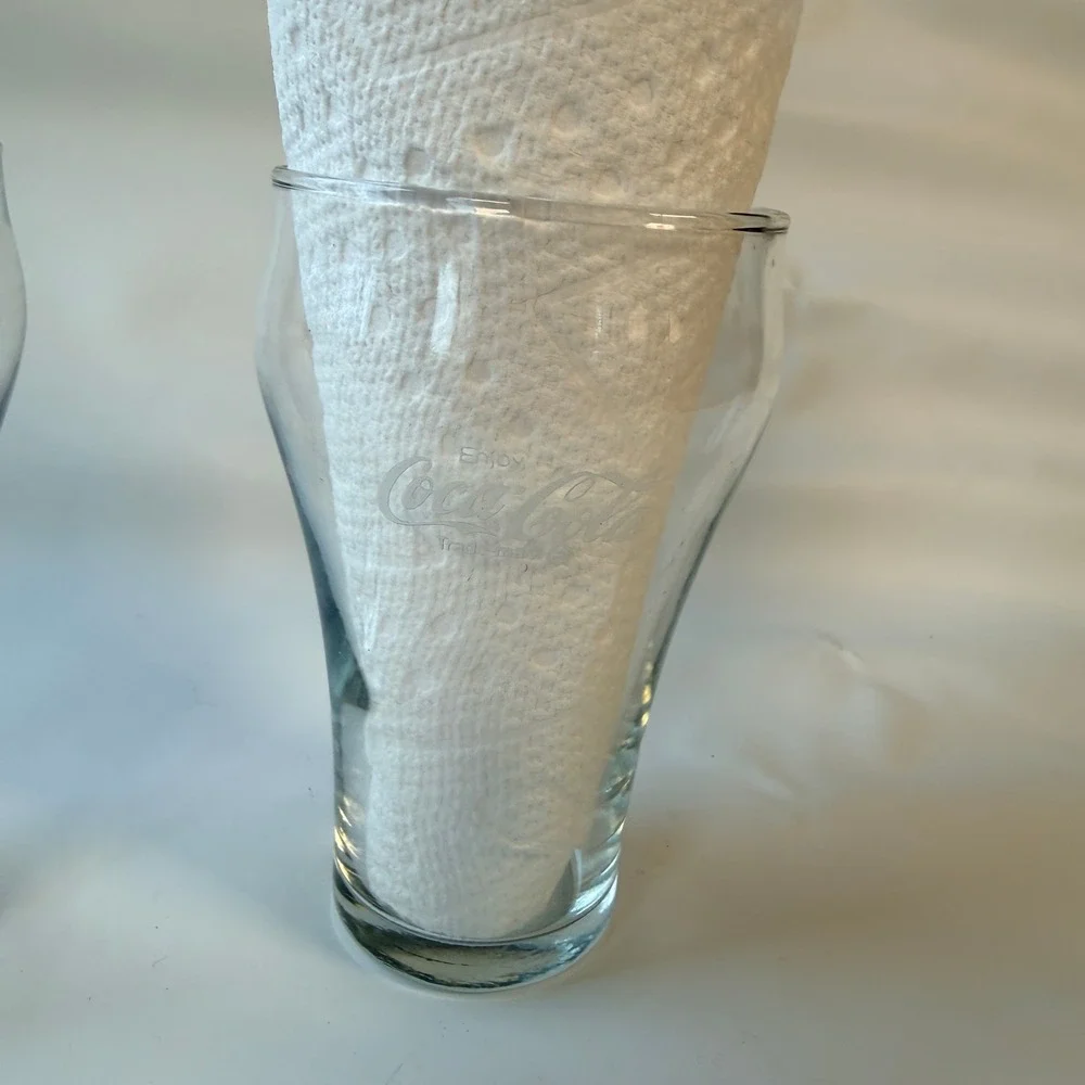 Coca-Cola Glass Set of 2 Enjoy Coke White Logo Flared Bell Tumblers 10oz